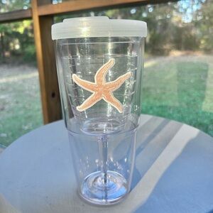 Tervis Wine Glass Cup Tumbler Insulated Goblet 16 Oz Starfish with Clear Lid